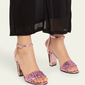 Fendi Delfina Sequin Block Heel Sandals – Lavender–Size 39– NIB–Retail $1,190